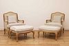 A pair of blonde oak fauteuils,