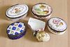 Five George III enamel patch and other boxes,