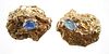 (2) 18K Gold Nugget and Opal Brooch Pin