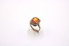 14K Ring with Orange Sapphire and Seed Pearls