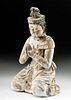 18th C. Japanese Wood Figure - Kneeling Bodhisattva
