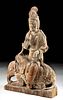 Chinese Yuan Dynasty Wood Boddhisatva Riding Elephant