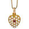 ANTIQUE RUBY AND PEARL HEART PENDANT