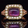 ANTIQUE AMETHYST PEARL AND DIAMOND RING