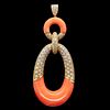 CORAL AND DIAMOND DROP PENDANT NECKLACE