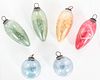 8 Kugel Style Clear Etched Glass Ornaments