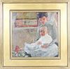 Impressionist Painting of Mother & Child, O/B