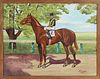 Racehorse w Jockey, Signed Oil on Canvas