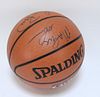 Larry Bird Magic Johnson Autographed Basketball