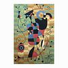 Joan Miro Woven Wool Wall Tapestry Rug W/ Figures