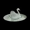 Lalique Crystal Swan With Head Up On Mirror Base
