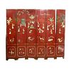 Vtg Chinese Multi-Stone Inlay 6 Panel Room Screen