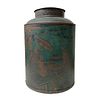 Antique Toleware Chinoiserie Tin Covered Jar Bin