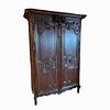 Large Heavily Carved Antique Wooden Armoire