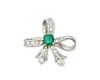 A Moboco emerald and diamond ribbon brooch
