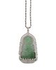 A jadeite and diamond Buddha pendant necklace