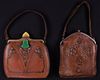 TWO TOOLED LEATHER HANDBAGS, 1910s