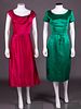 TWO SATIN COCKTAIL DRESSES, AMERICA, 1950s-1960s