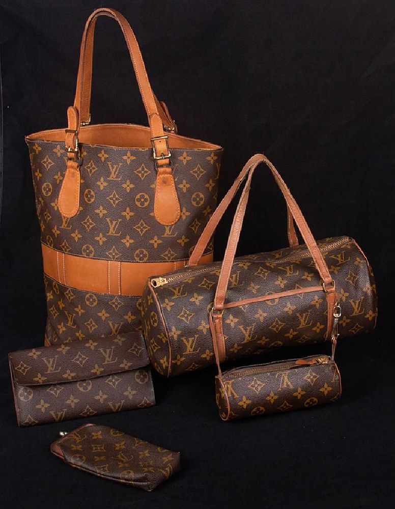 FIVE LOUIS VUITTON BAGS & ACCESSORIES, 1960-1970s sold at