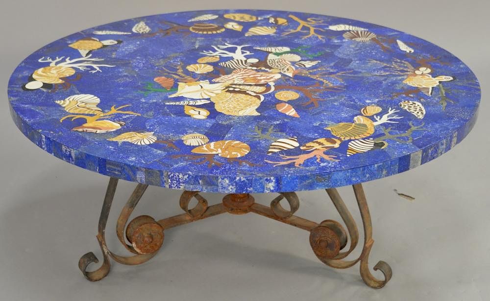 Details about   Lapis Stone With Abalone Marble Coffee Rare Table Stone Inlay Garden Decor H5392 