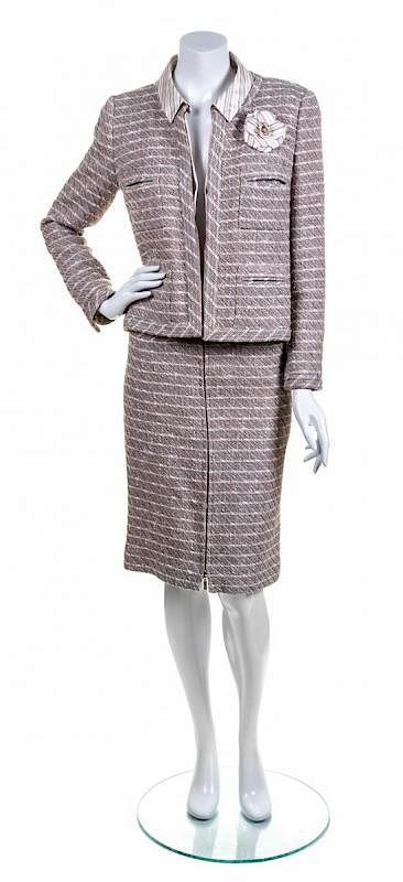 A Chanel Multicolor Tweed Suit Ensemble, Size 42. sold at auction