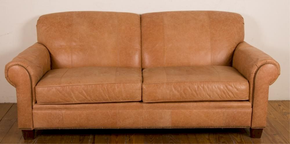 Broyhill Brown Leather Sofa Sold At, Broyhill Leather Couch
