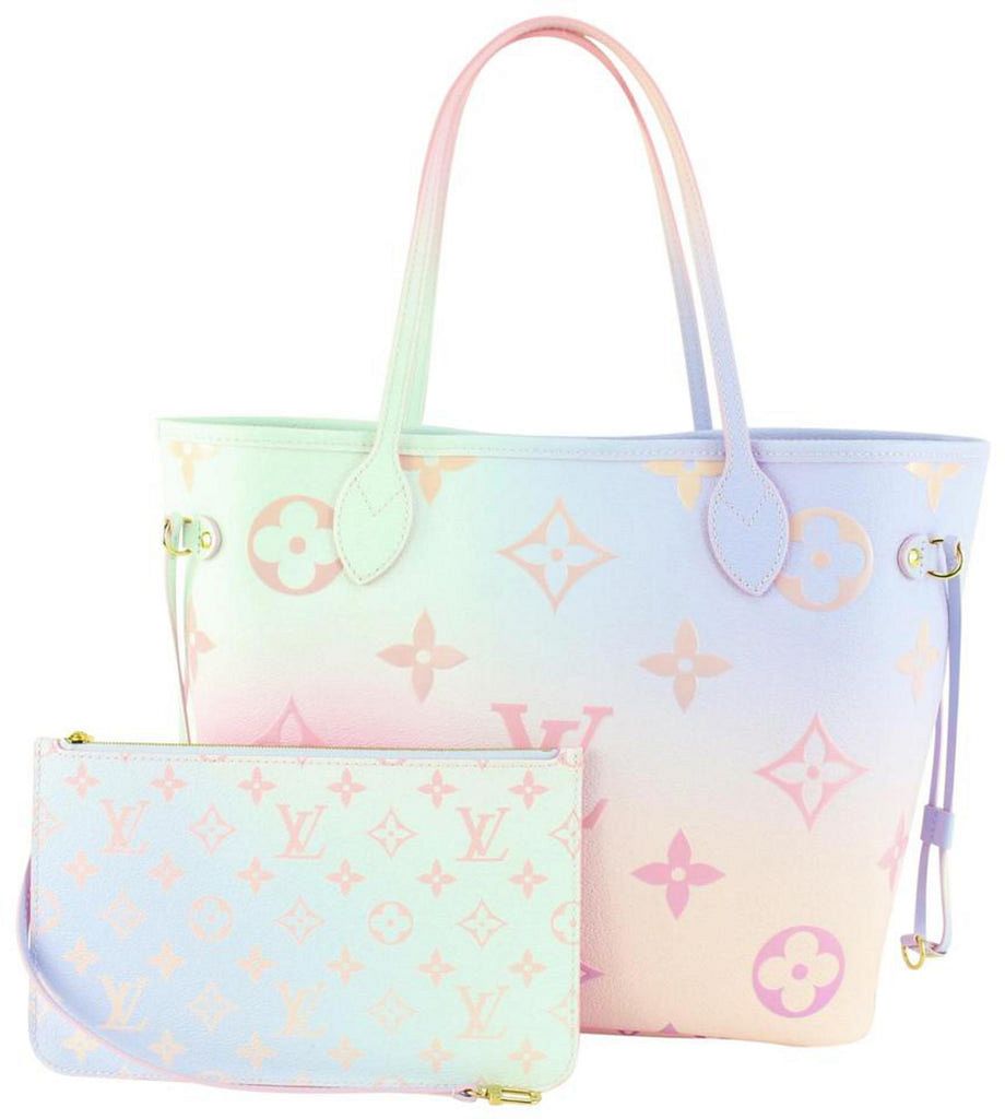 LOUIS VUITTON SPRING IN CITY SUNRISE PASTEL NEVERFULL MM TOTE BAG WITH  POUCH for sale at auction on 19th February