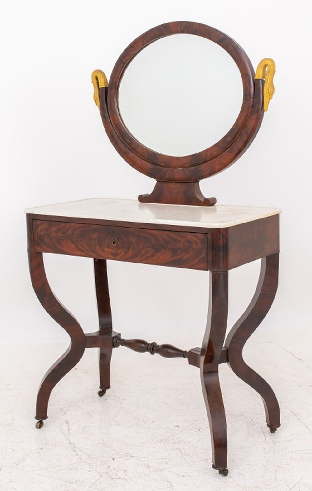 Louis Philippe Style French Dressing Table with Mirror and Drawers