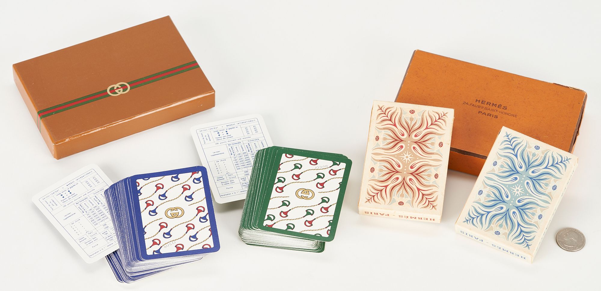 2 Designer Vintage Playing Card Boxed Sets, Hermes by A.M. Cassandre & Gucci  sold at auction on 6th October