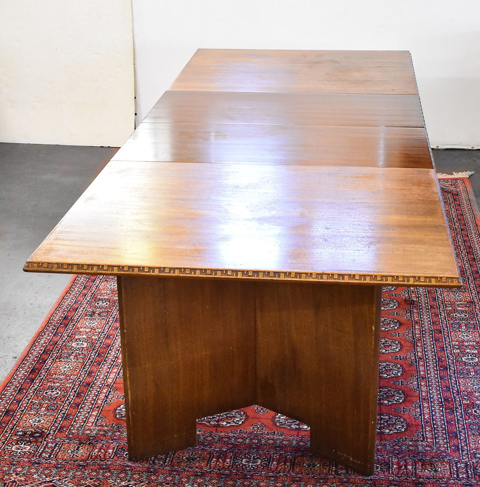 FRANK LLOYD WRIGHT MAHOGANY EXTENSION DINING TABLE for sale at