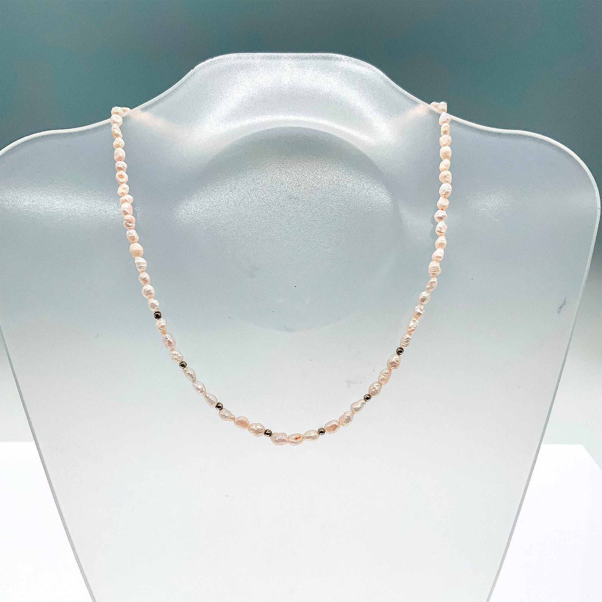 Delicate Light Pink Baroque Pearl Strand Necklace for sale at