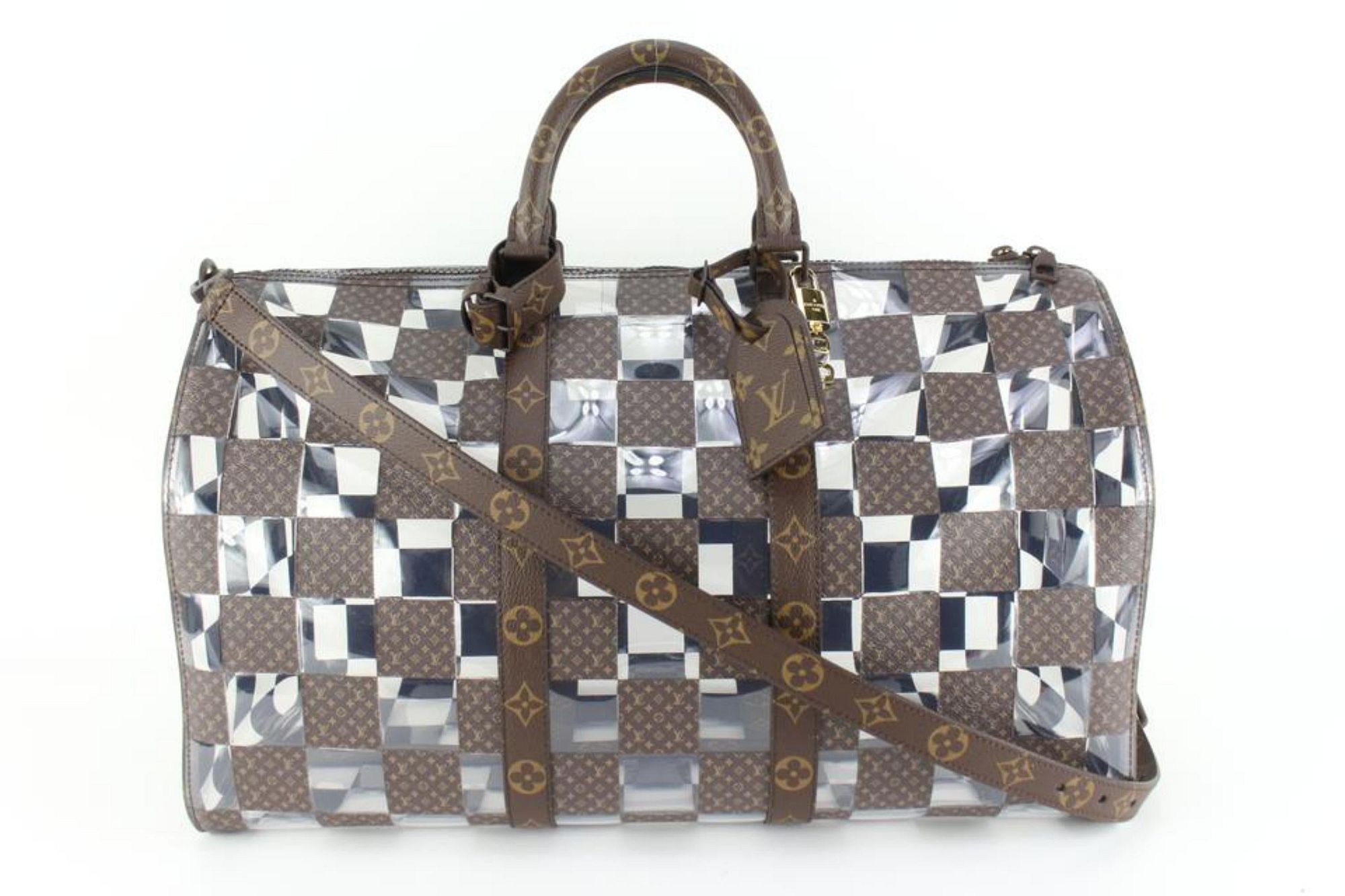 LOUIS VUITTON VIRGIL ABLOH CLEAR MONOGRAM CHESS KEEPALL BANDOULIERE 50 for  sale at auction on 29th October
