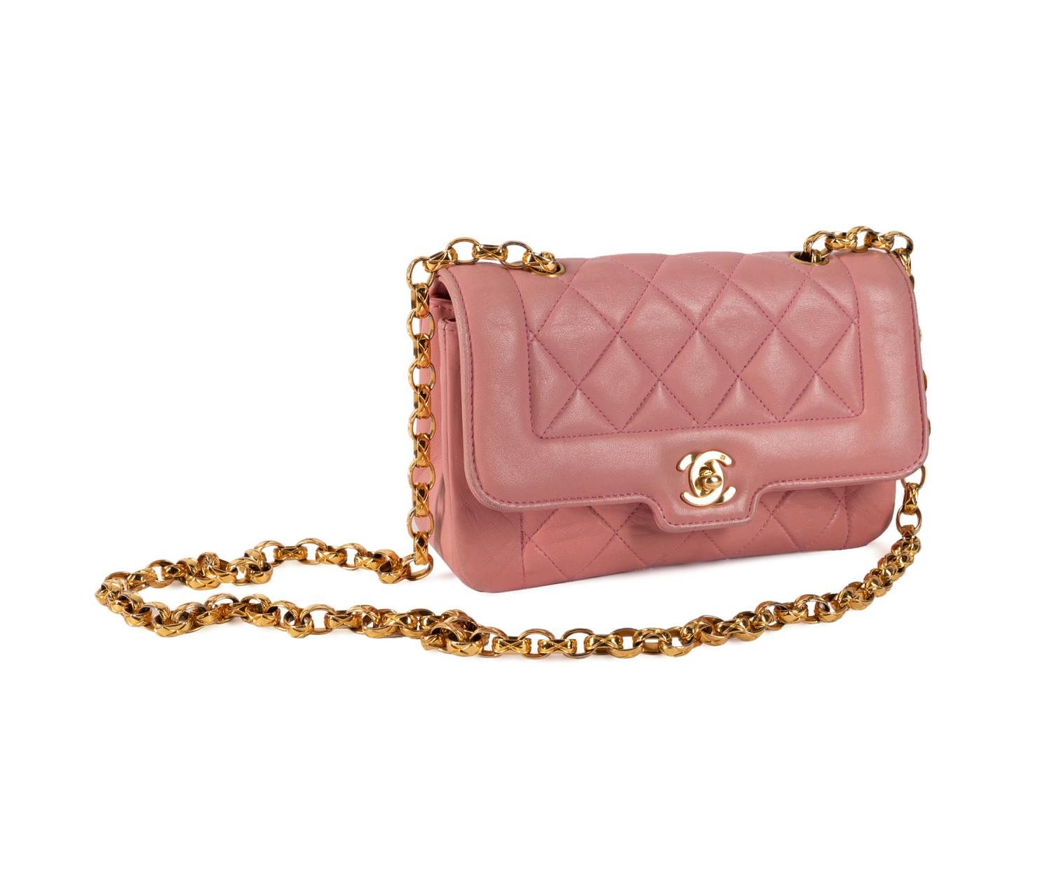 CHANEL MINI PINK DIANA FLAP BAG 1989-1991 for sale at auction on