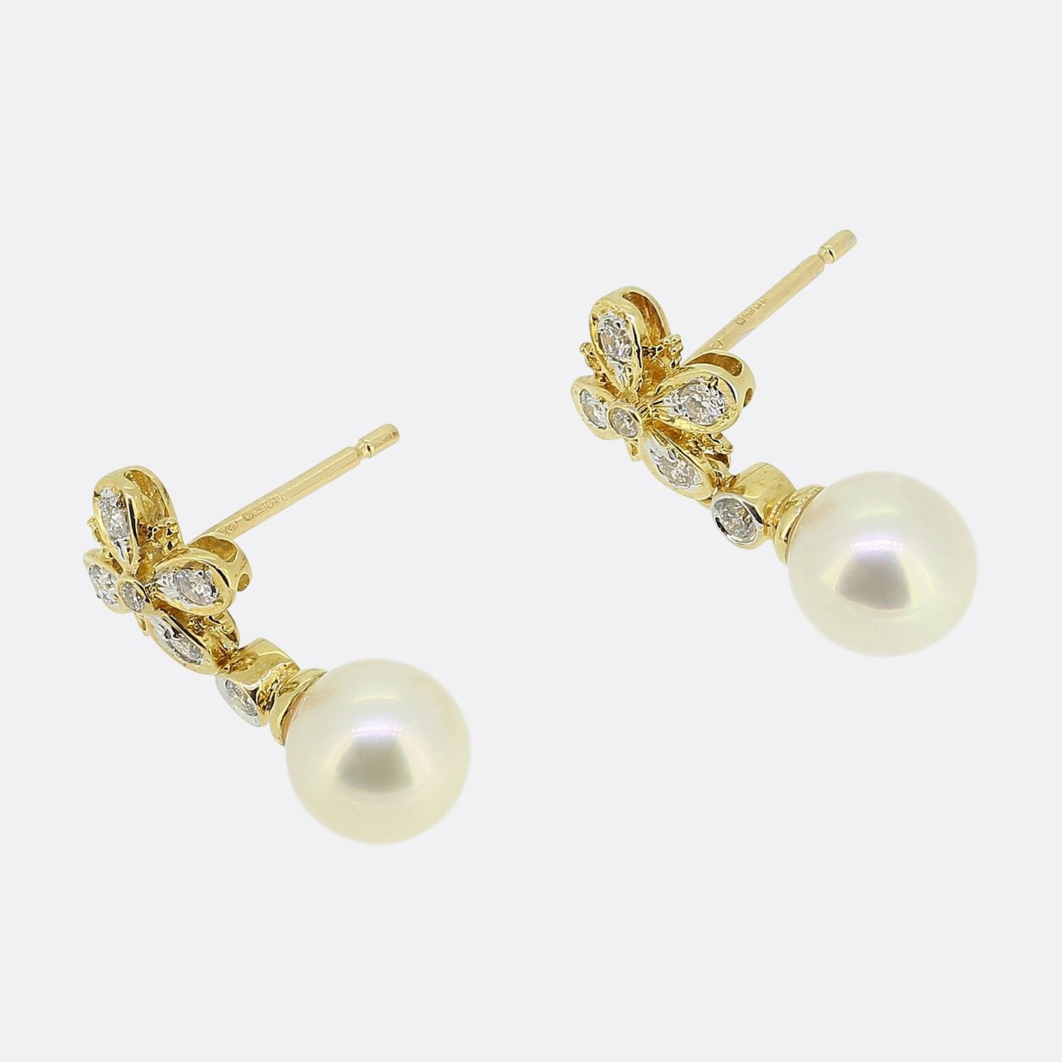Pearl and Diamond Drop Earrings sold at auction on 25th April | Bidsquare