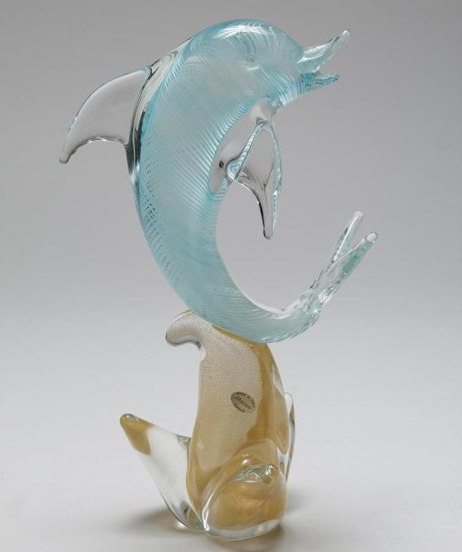 Big Vintage Dolphin Glass Figurine