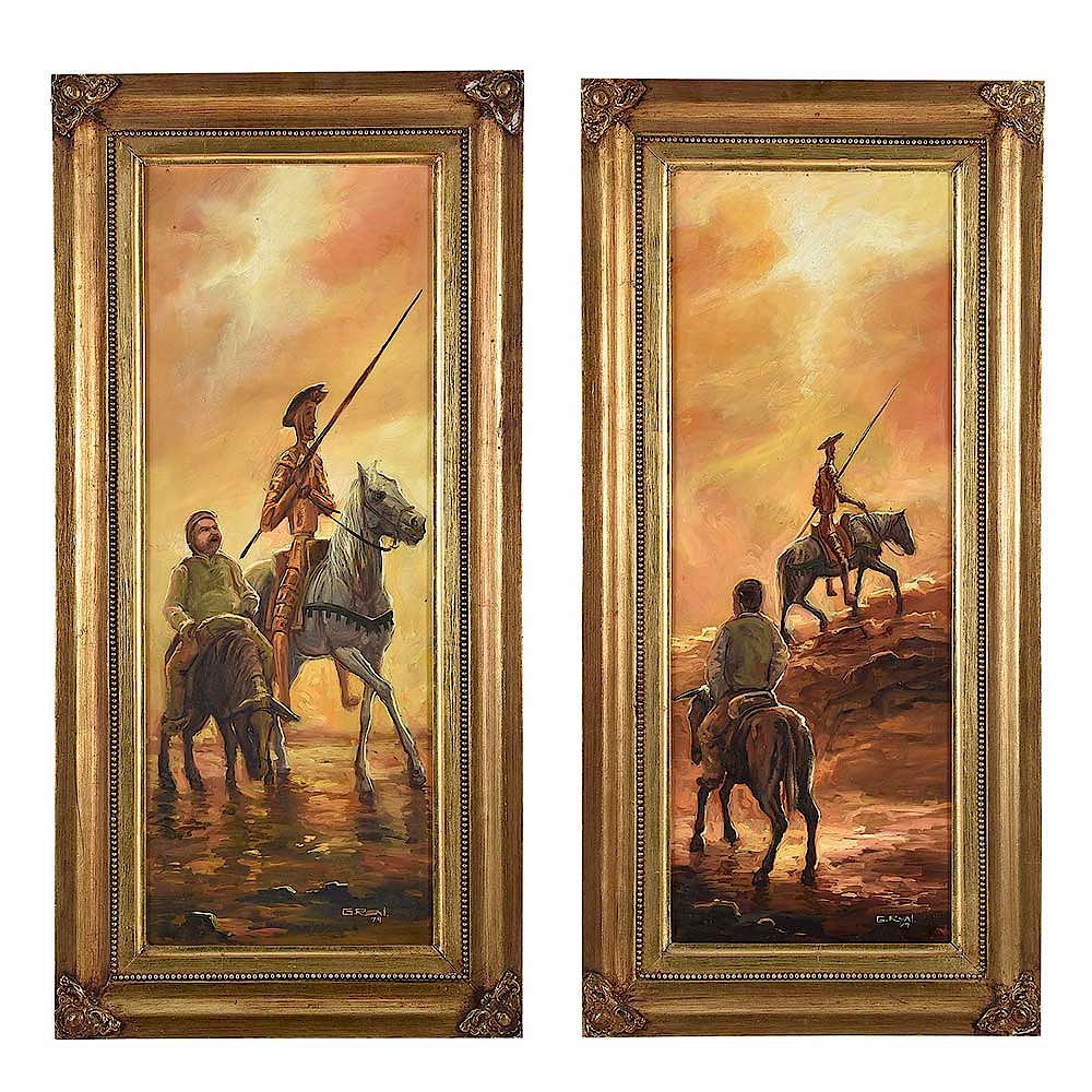 Llop mini óleo s/lienzo original y enmarcado 32x24 Quijote 26 