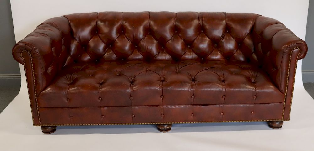 Fine Quality Leather Upholstered, Quality Leather Chesterfield Sofa
