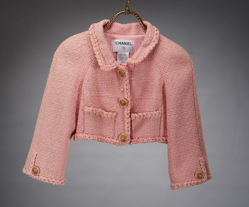 Chanel pink tweed boucle crop jacket sold at auction on 25th