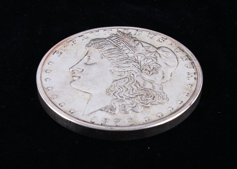 1878 Silver Plated Morgan Silver Dollar 1lbs sold at auction on 27th June