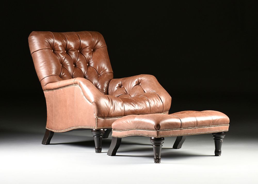 A Chesterfield Brown Tufted Leather, Brown Leather Reading Chair