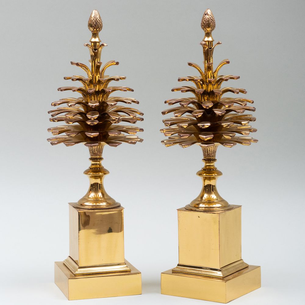 Pair of Mottahedeh Brass Pine Cone Form Table Ornaments sold at auction on  25th March