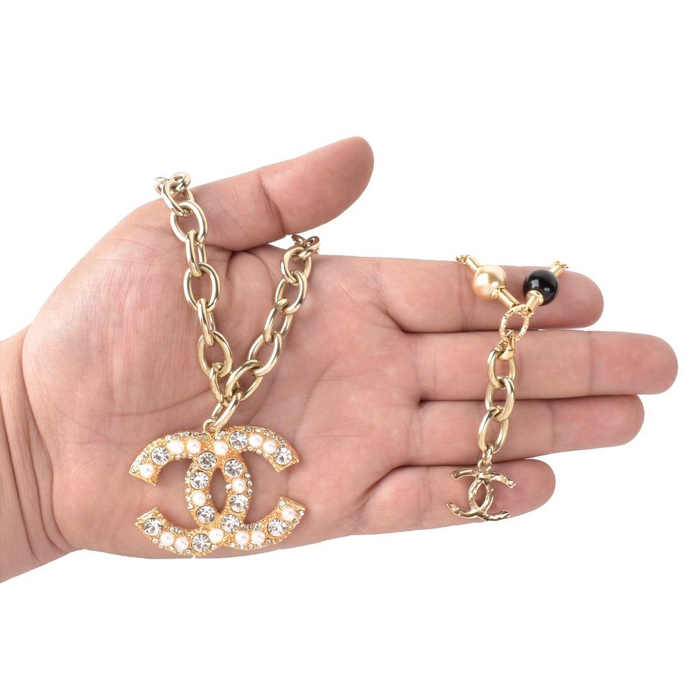 Buy Vintage Chanel Faux Pearl Necklace With CC Rhinestones Online in India  
