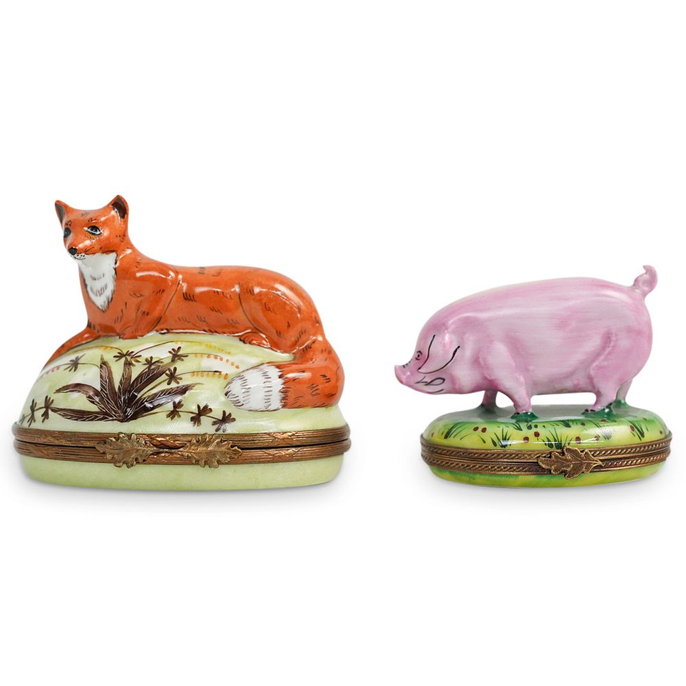 2 Pc) Limoges Porcelain Animal Trinket Boxes sold at auction on 17th August  | Bidsquare