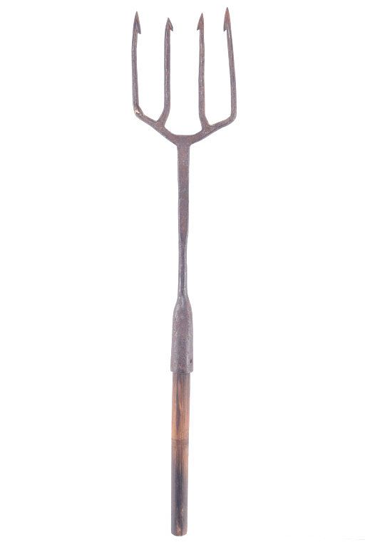 Antique French river fishing spear trident - 9 prong 11¾ – Chez Pluie