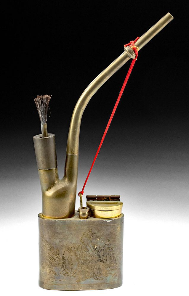 19th C. Chinese Qing Dynasty Brass Opium Water Pipe for sale at auction on  4th November